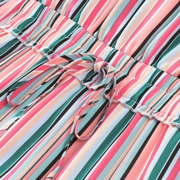 Striped High Waisted Mini Dress, M - Picture 4 of 8